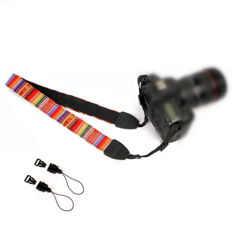 WANBY Camera Strap Canvas Rainbow Neck Shoulder Strap with Quick Release Buckles for DSLR SLR - Image 5
